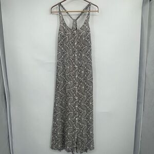 Theory White Black Gorgeous Sleeveless Paisley Silk Coruna Maxi Dress Small